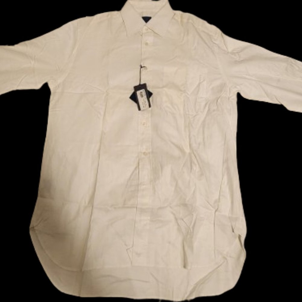Enzone Italy Men's White Slim Fit Button-Up Shirt (Size 39)
